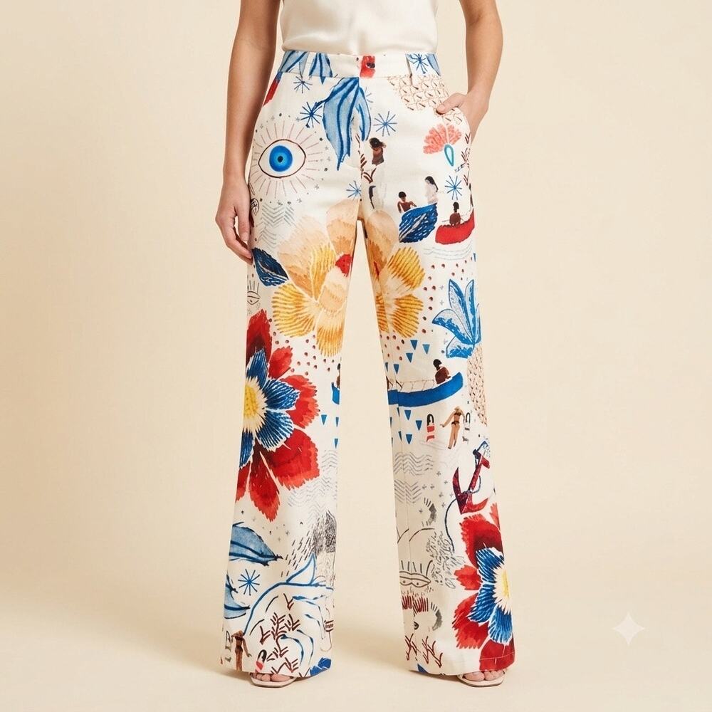 379-No Brand Printed Pants size L / Waist 16” / Inseam 30” - Picture 1 of 3